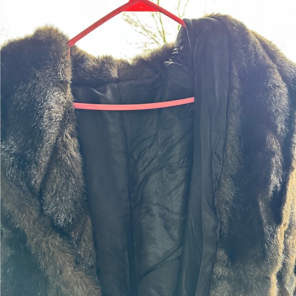 Komitor XL Large Luxurious Full Length Silk Lined Dark Brown Faux Mink Fur Coat - Picture 4 of 4